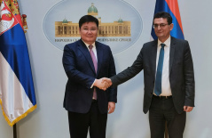 28 January 2020 National Assembly Deputy Speaker Veroljub Arsic and the departing Kazakh Ambassador to Serbia Nurbah Rustemov